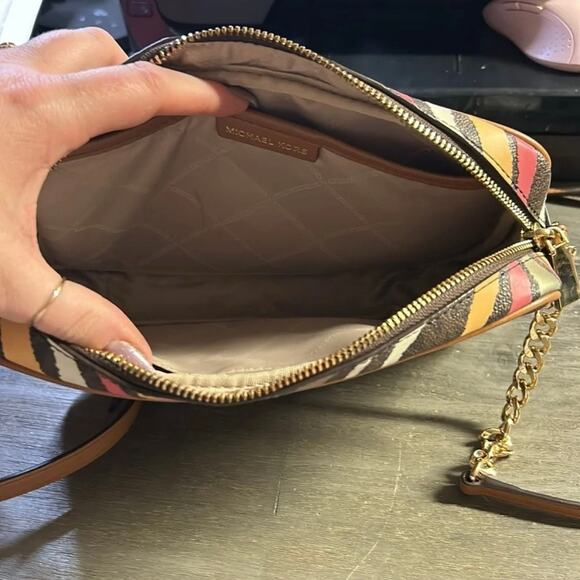 Michael Kors Jet Set Large Crossbody Zip Bag Multi-Color Zebra Print - Picture 8 of 16